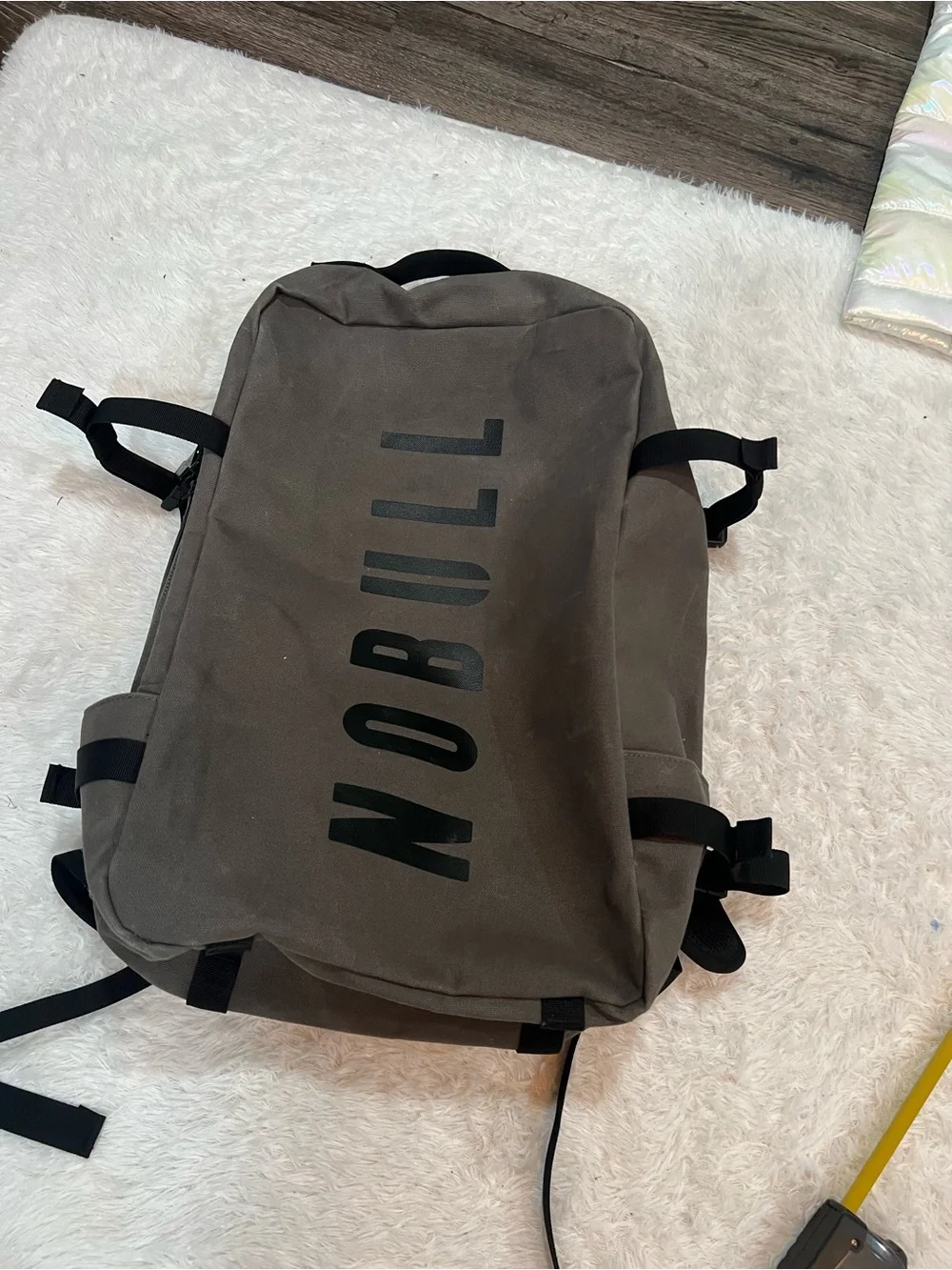 NOBULL Gray Wax Canvas Backpack with Black Logo